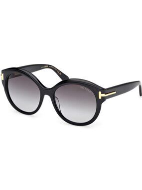 NEW TOM FORD FT1251 01B Icon Black Gold Round Sunglasses 57mm